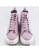 Šněrovací boty ve vřesové barvě z imitace semiše (XA060)