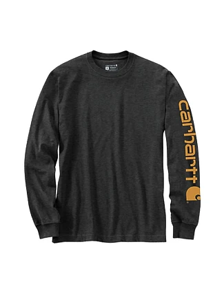 Tričko s dlouhým rukávem Carhartt Sleeve Logo T-Shirt L/S – barva carbon heather, velikost: S Tričko s dlouhým rukávem Carhartt Sleeve Logo T-Shirt L/S – barva carbon heather, velikost: S