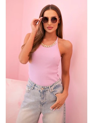 Top dámský bavlněný na ramínkách s ozdobným řetízkem fialový světlý