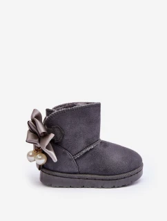 Dětské Teplé Sněhule S mašlí Šedé Snowis