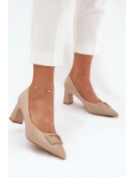 Lodičky Na Podpatku S Dekorativní Přezkou Nude Seriva