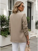 Dámské klasické sako s volánkovými rukávy tmavě béžové FashionStreet PY0141 Dámské klasické sako s volánkovými rukávy tmavě béžové FashionStreet PY0141