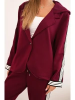 Dámská souprava s viskózou, lampasem a sportovní blůzou švestková Dámská souprava s viskózou, lampasem a sportovní blůzou švestková