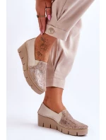 Kožené tenisky na klínku Maciejka 5814A-10 Béžová
