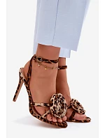 Dámské sandály na podpatku s ozdobou Panterka Geloria