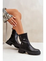 Dámské Kotníkové Boty z Eko Kůže na Zip s Ozdobnými Detaily Černé Reritha Dámské Kotníkové Boty z Eko Kůže na Zip s Ozdobnými Detaily Černé Reritha