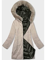Dámská oboustranná zimní bunda s kapucí khaki-béžová (B8202-11046) Dámská oboustranná zimní bunda s kapucí khaki-béžová (B8202-11046)