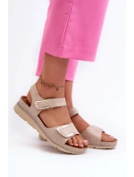 Dámské sandály na suchý zip béžové Risanni