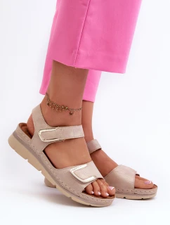 Dámské sandály na suchý zip béžové Risanni
