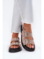 Semišové dámské sandály s přezkami Big Star RR274663 světle růžové