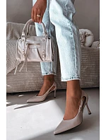 Podpatky s výřezy a zlatou sponou Vinceza 62288 Světle šedé