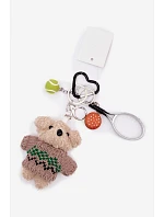 Přívěsek na klíče na tašku medvěd raketa míč stříbrný