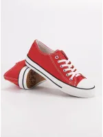 Pěkné červené tenisky dámské bez podpatku Pěkné červené tenisky dámské bez podpatku