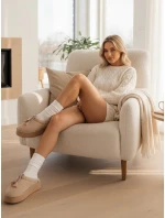 Dámské zateplené žabky light beige FashionStreet ZY1300