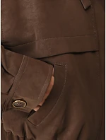 Dámská zimní bunda z semiše s kožešinou, hnědá, FashionStreet TY5694