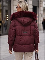 Dámská zimní prošívaná bunda s kožešinou, bordová, FashionStreet TY5742 Dámská zimní prošívaná bunda s kožešinou, bordová, FashionStreet TY5742