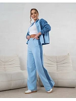 Tepláková souprava mikina na zip + široké kalhoty modrá (821151)