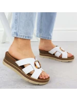 Dámské kožené žabky na platformě bílé Remonte D2L52-80