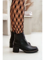 Zateplené dámské boty na podpatku eko kůže černé Irittes