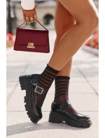 Lakovane Dámské Polobotky S Přezkou Černé Plikuria