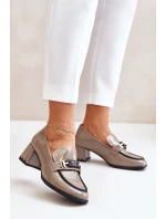 Lakované Dámské Polobotky Na Podpatku S Dekorací Béžové Artiker 55C1054