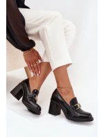 Dámské polobotky na podpatku se zlatým detailem černé Privelle Dámské polobotky na podpatku se zlatým detailem černé Privelle