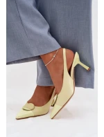Dámské sandály na podpatku s ozdobným detailem Žluté Mariae