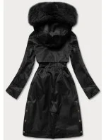 Černá dámská zimní bunda s podšívkou z mechovité kožešiny (b537-1) Černá dámská zimní bunda s podšívkou z mechovité kožešiny (b537-1)