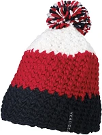 Daiber MB 7940 3-barevná háčkovaná čepice s bambulí 03.7940 navy/red/white Daiber MB 7940 3-barevná háčkovaná čepice s bambulí 03.7940 navy/red/white