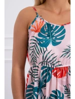 Šaty s motivem listů pudrově růžové Šaty s motivem listů pudrově růžové