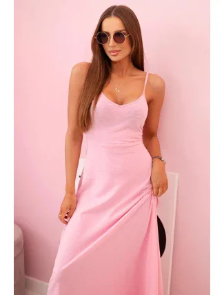 Dámské šaty na ramínka s rozšířeným spodkem světle růžová