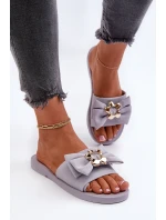 Dámské žabky s mašlí Levandulové Arsicada