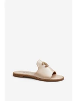 Elegantní Dámské Lesklé Sandály S Ozdobou S.Barski KV27-050 Zlaté