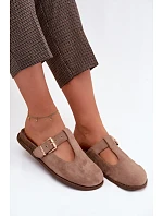 Dámské pantofle Mule z imitace semiše tmavě béžové Melvia