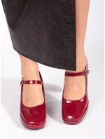 Výborné červené polobotky dámské na širokém podpatku Výborné červené polobotky dámské na širokém podpatku