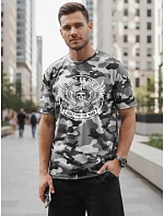 Pánské tričko s potiskem moro šedé FashionStreet NX2004R