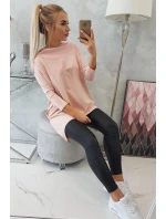 Mikina s potiskem křídel pudrově růžová