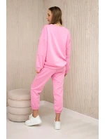 Komplet teplákové + kalhoty máslová látka světle růžová