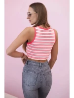 Dámský bavlněný top s výstřihem a zlatým akcentem neonově růžový