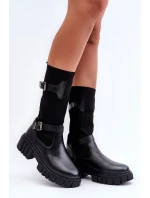 Dámské kotníkové boty s punčochou černé Abroze