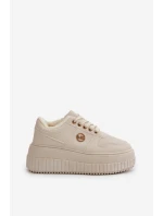 Sneakersy Sportovní Boty Dámské Zateplené Na Masivní Podešvi Béžové Verissha