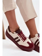 Kožené dámské tenisky na platformě Zazoo 3775 béžovo-bordó Kožené dámské tenisky na platformě Zazoo 3775 béžovo-bordó