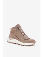 Dámské sportovní kotníkové boty na platformě z přírodního semiše Zazoo Z1239 béžové