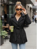 Dámská přechodná bunda s páskem černá FashionStreet TY5588