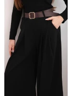 Dámské kalhoty s širokými nohavicemi a pásem černé