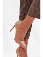 Lakované lodičky z eko kůže tmavě béžové Jonira