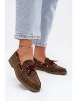 Dámské polobotky mokasíny se šněrováním Calivra – tmavě zelené