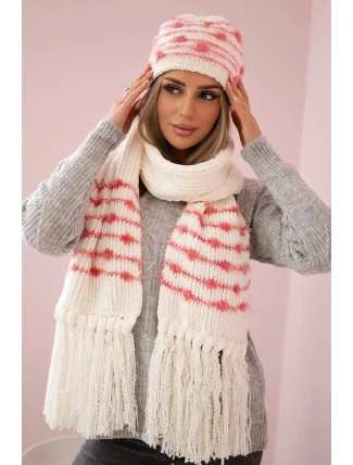 Dámská souprava se šátkem Anika K304 ecru+malmine Dámská souprava se šátkem Anika K304 ecru+malmine