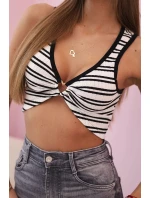 Top dámský bavlněný s výstřihem a zlatým akcentem černá Top dámský bavlněný s výstřihem a zlatým akcentem černá