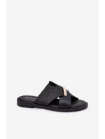 Dámské Pantofle Na Plochém Podpatku S Ozdobným Detalem Vinceza 17385 Černé Dámské Pantofle Na Plochém Podpatku S Ozdobným Detalem Vinceza 17385 Černé